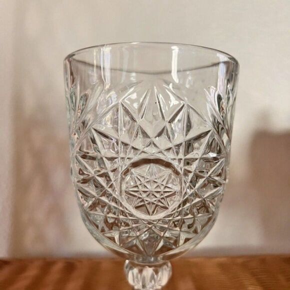 Vintage Libby brilliant Pressed Glass Water Goblet Wine Barware Drinkware - Picture 3 of 11